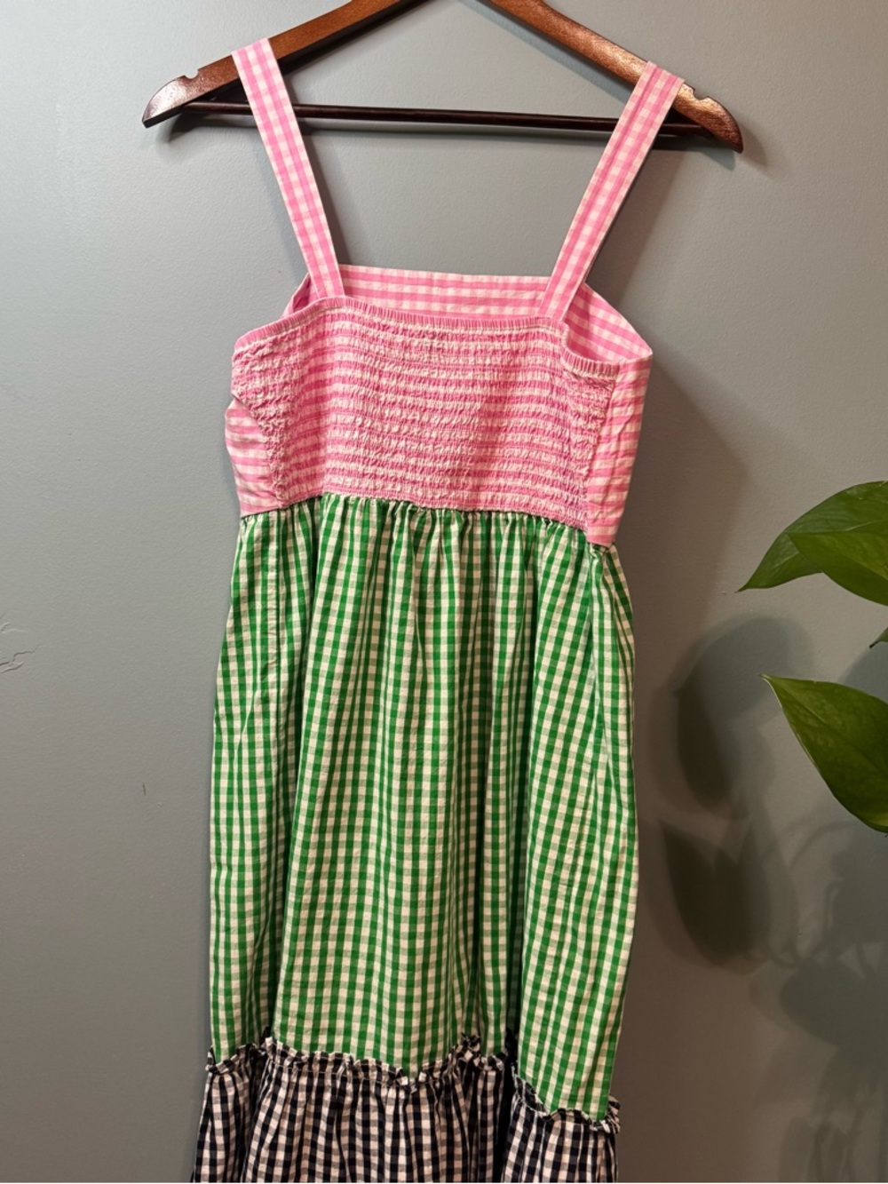 Crown & Ivy Multi-Color Gingham Tiered Maxi Dress EUC Women’s Small - Picture 7 of 12